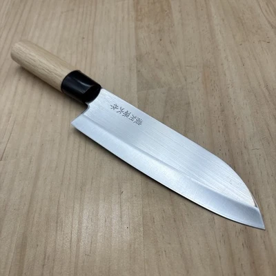 Unused Japanese Chef's Kitchen Knife 濃州孫六 木目 Santoku 300/170 From Japan - Image 1 of 4