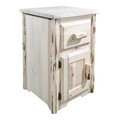 Montana Woodworks Left Hinged Wood End Table with Drawer in Natural - Image 1 of 4