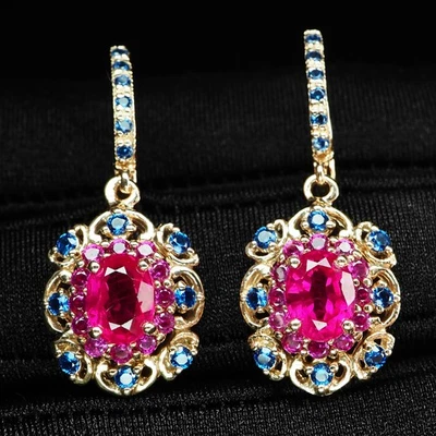 Atractivos Pendientes de Turmalina Rubelita Rosa 3.25Ct Plata de Ley 925 Oro Rosa Foto 1 de 4