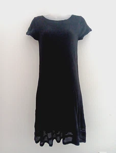 Max Studio SMALL Knit Sweater Dress Cotton Midi Black Fit Flare Office Siren - Picture 1 of 12