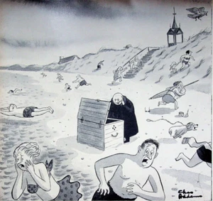1950 The Addams Family The Thing Song Uncle Fester Beach Goers Comedy Comic Art - Picture 1 of 2