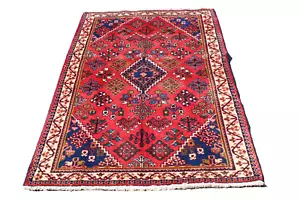 Floral Geometric Pattern Turkish 3' 5" x 5' 3" Red Hand Knotted Area rug - Picture 1 of 5