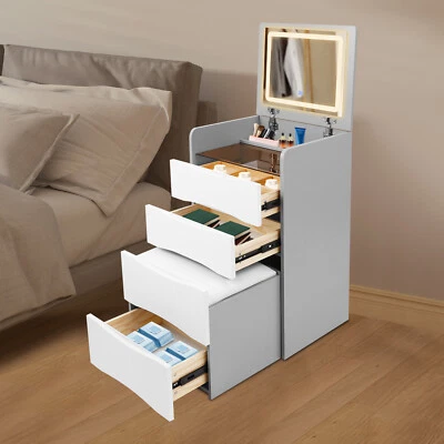 Compact Makeup Vanity w/3 Drawers Vanity Desk Vanity Desk with Plip Top Mirror - Image 1 of 4