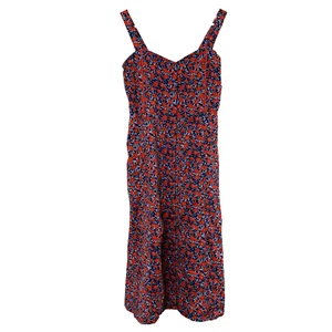 Mata Traders Womens Floral Sleeveless Button Front Dress Medium Cotton Red Blue - Picture 1 of 10