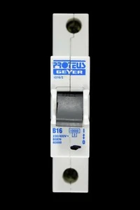 PROTEUS 16 AMP TYPE B 10kA MCB CIRCUIT BREAKER GEYER 1016/2 BLACK CLIP - Picture 1 of 7