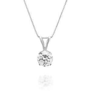 1/2 Quilate Mujer Solitario Diamante Redondo Pendant Collar H/SI1 950 Platino - Imagen 1 de 4