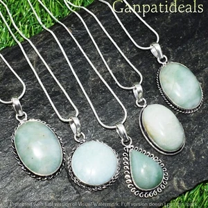 Best Offer Amezonite Gemstone Chain Pendant Lot 925 Silver Plated Ethnic Jewelry - Picture 1 of 5