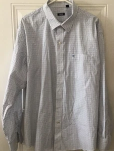 IZOD Herren 2XL Hemd mit Knöpfen 100% Baumwolle blau-schwarz Print gebraucht - Bild 1 von 9