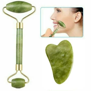 Natural Jade Stone Gua Sha Board Face Body Massager Roller Facial Scraper Beauty - Picture 1 of 40