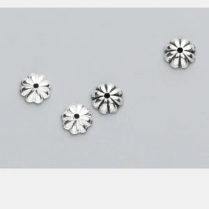925 Sterling Silver Flower Bead Cap Spacer DIY For Bracelet Necklace 4mm 5mm - Picture 1 of 4