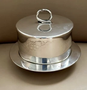 Plato de mantequilla cubierto soldado plato de plata Simpson Hall Miller & Co. MCM - Imagen 1 de 11