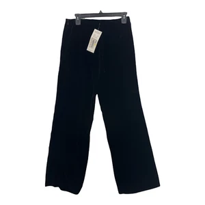 Karen Kane Womens Velvet Straight Leg Pants Black Pearl Mid Rise Pockets 4 - Picture 1 of 11