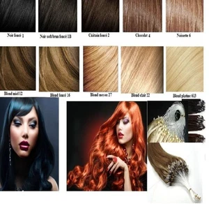 50 100 200 EXTENSIONS FROID EASY LOOP CHEVEUX NATURELS LOOPS REMY 49-60CM 0.6-1G - Imagen 1 de 14