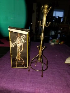 VTG Brass Jewlery Stand Miniature Coat Holder Rack Hoops Watches Necklaces - Picture 1 of 8