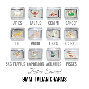 Ciondolo Italiano Smalto Zodiaco 9mm - Si adatta ai classici braccialetti ciondoli italiani - Foto 1 di 1