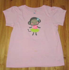 Carters Girls 14 Pink Monkey S/S Pj Top Has a Small Spot on Front Great Preowned - Picture 1 of 4