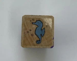 Seahorse Miniature Rubber Stamp 3/4 Inch Wood Mounted - Picture 1 of 5