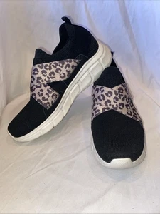 Zapatos de tenis Bobs By Sketchers negros y con estampado de leopardo talla 7,5 - elásticos sin cordones - Imagen 1 de 8