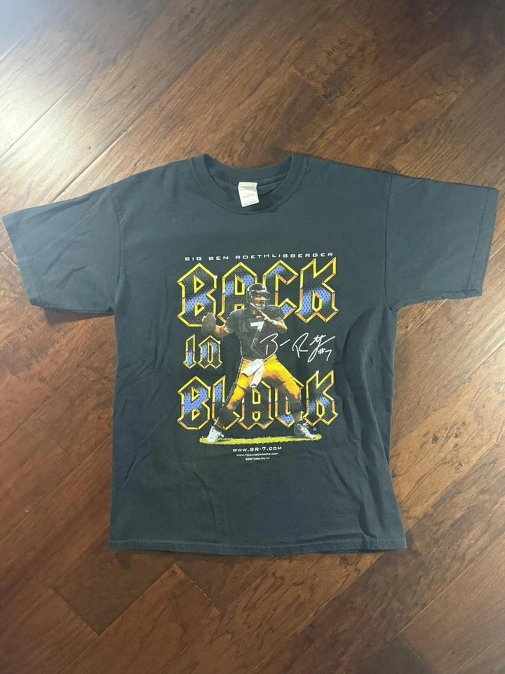 Camiseta Ben Roethlisberger Back In Black Pittsburgh Steelers Talla Grande Para Hombre’s  Foto 1 de 4