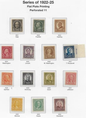 US Scott 551-573, Series of 1922-25, 1922, Perf 11, M & U, F/VF,  (Description) - Image 1 of 2