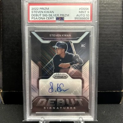 Steven Kwan Rookie RC Auto Prizm PSA 9/10 2022 Panini Prizm Silver - RARE Pop. 3 - Image 1 of 4
