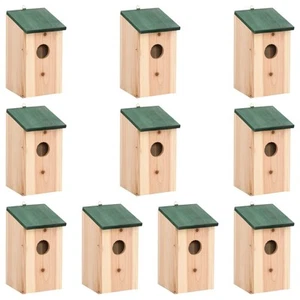 Bird House Set of 10 Wood Solid Firwood Small Hanging mounting vidaXL - Picture 1 of 10