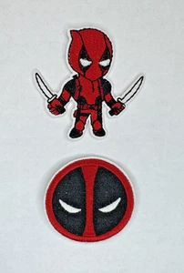 (2) Parche bordado de 3 pulgadas para coser/planchar Deadpool Baby + Logo Marvel Superhéroe - Imagen 1 de 4