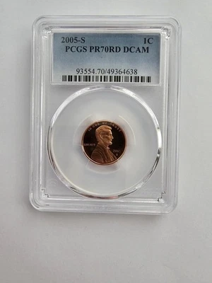2005 S PR70 RD DCAM LINCOLN MEMORIAL PENNY/CENT GRADED PCGS 1C S MINT CLAD COIN - Image 1 of 4