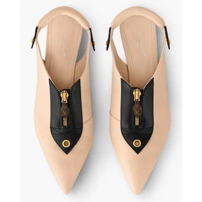 NUEVO Zapatos de salón Louis Vuitton de cuero de becerro Allure con cordones en natural talla 39 / EE. UU. 9 Foto 1 de 4