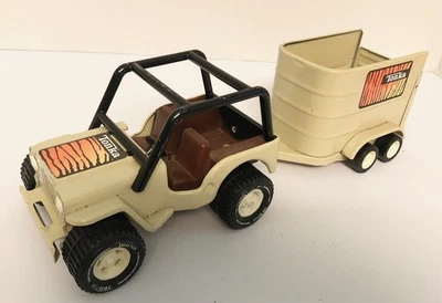 Vintage Tonka SAFARI JEEP & TRAILER Pressed Steel Car Vehicle - Image 1 of 3