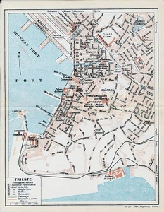 IT Trieste 1913 pt. plan ville orig. + guide (3 p.) Cathédrale Palais du Lloyd - Picture 1 of 2
