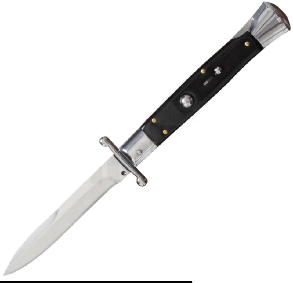 Cuchillo de aguja Swinguard estilo italiano Milano de 10" mango de remolino negro Foto 1 de 1