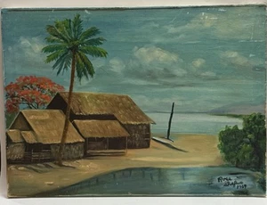 Tropische Volkskunst Gemälde 1969 von Col. Rose M. Shefuo (1919-2022) - Bild 1 von 16