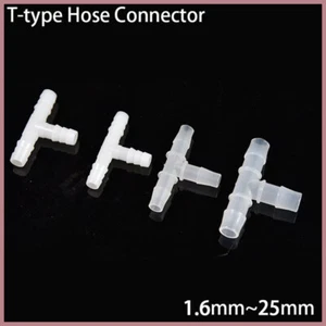 T Type Barbed 3-Way Tube Hose Pipe Plastic Joiner Tube Connector 1.6mm~25mm - Picture 1 of 12