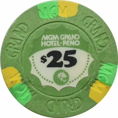 MGM Grand Casino Reno Nevada $25 Chip 1983 Repaired - Image 1 of 2