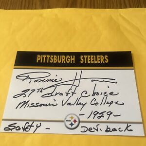 Ronnie Hall Pittsburgh Steelers Autographed Index Card Free Shipping 