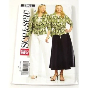Butterick See & Sew 5016 Sewing Pattern Blouse Pants Skirt Size A  8 through 14 - Picture 1 of 2