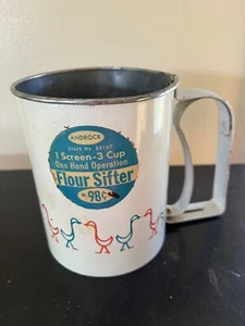 MCM Androck Sifter Ducks Geese Kitsch White Blue Red Kitchen Flour Made USA - Picture 1 of 4