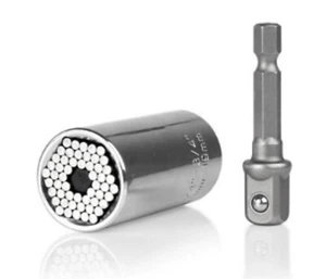Juego de 2 piezas cabezal de enchufe uno para todas las tallas 7 - 19 mm manga vástago hexagonal universal Reino Unido - Imagen 1 de 4