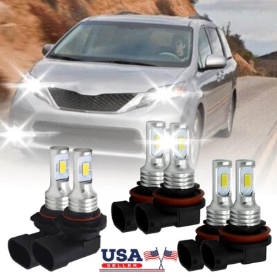 For 2011 - 2017 Toyota Sienna 6500K LED Headlight + Fog Light 6x Bulbs Combo Kit - Image 1 of 4