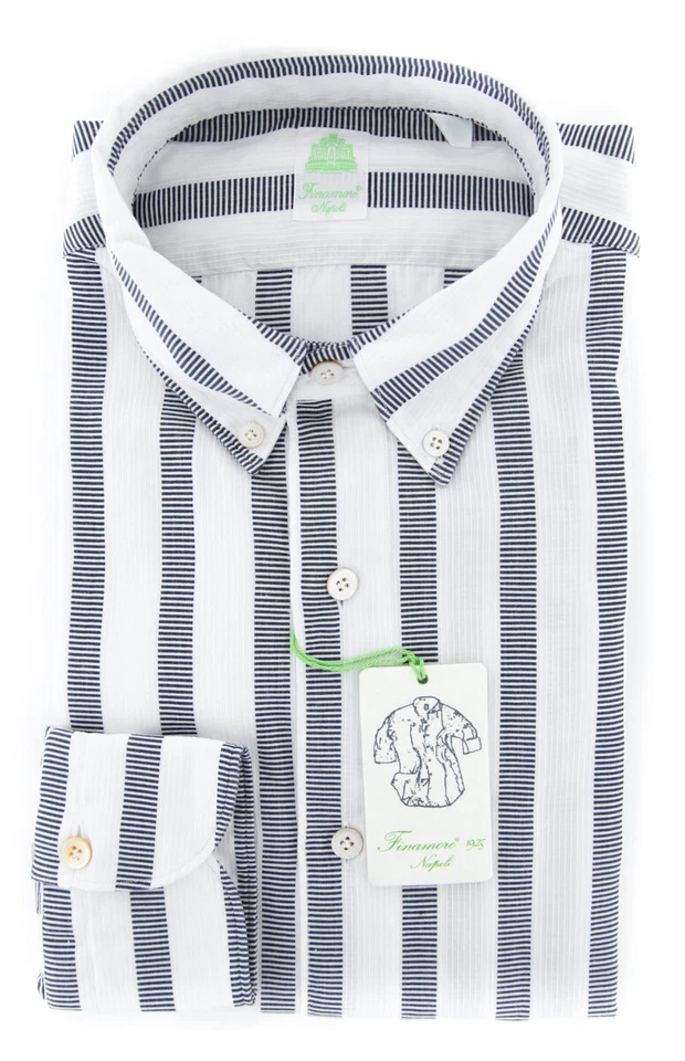 Camisa Finamore Napoli Rayas Blancas - Extra Delgada - (F191811) Foto 1 de 4