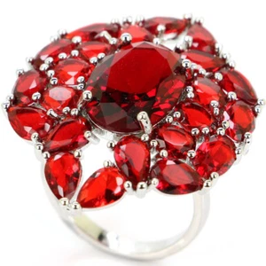 PRECIOSO ANILLO CORONA REAL DE ROJO RUBÍ Y PLATA DE LEY - Imagen 1 de 2