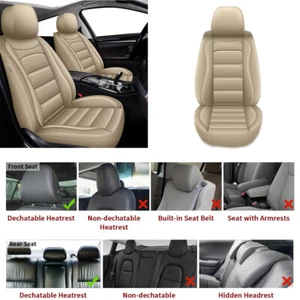 Beige Car 5-Seat Cover Protector Premium Fuax Leather For Mazda CX-7 2007-2012 - Picture 1 of 6