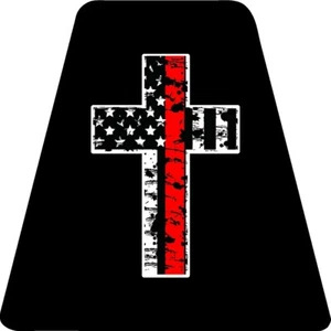 Thin Red Line Cross - BLACK TETS TETRAHEDRONS HELMET STICKER FIRE REFLECTIVE - Picture 1 of 3