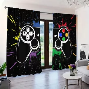 2 Panels 3D Video Game Controller Curtains Window Drapes for Bedroom Living Room - Picture 1 of 26