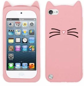 iPod Touch 5th 6th & 7th Gen - SOFT SILICONE RUBBER CASE COVER PINK CAT WHISKERS - Picture 1 of 6