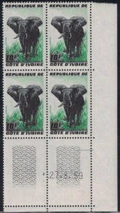 COTE D'IVOIRE - N°177 - ELEPHANT 10F VERT - COIN DATE - LE 27-8-1959. - Picture 1 of 1