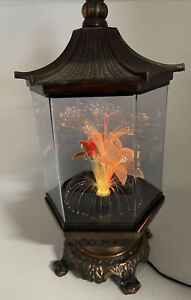 Vintage Fiber Optic Lamp Flower Pagoda Brass/Antique Gold Color Change Light MCM