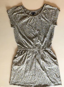 GAP Kids Cotton Grey Leopard print T-shirt Dress XXL 14-16 Very Good Condition - Picture 1 of 2