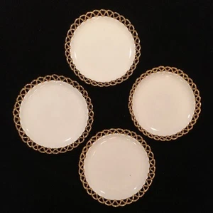Very Rare Set Of Carole Stupell Italy Dessert Plates 8 1/4" Gold Boarder - Picture 1 of 5